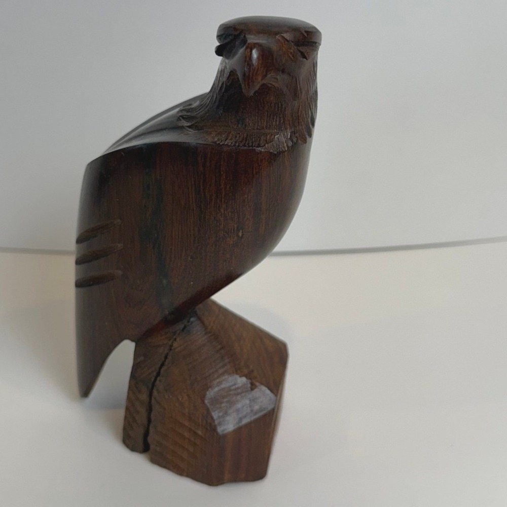 Eagle on Pedestal Wood Sculpture Mexican Ironwood - Hand Carved